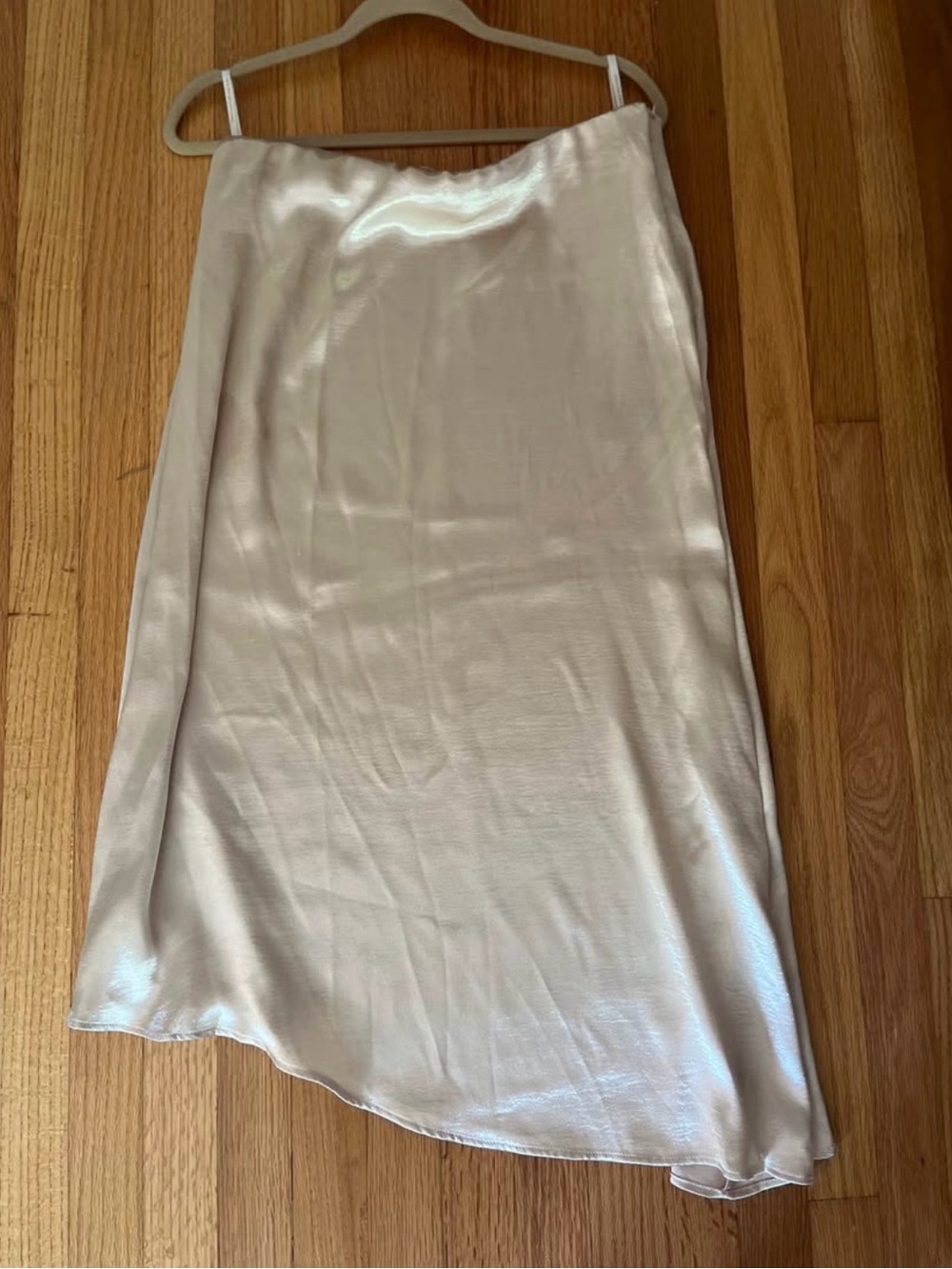 Donna Karan Champagne Satin Midi Slip Skirt Size 10